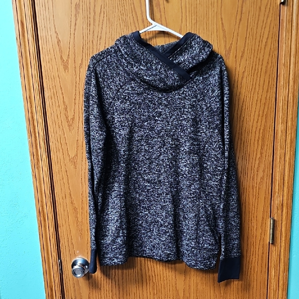 Exertek Women's Black and Gray Cowl Neck Hooded Sweater